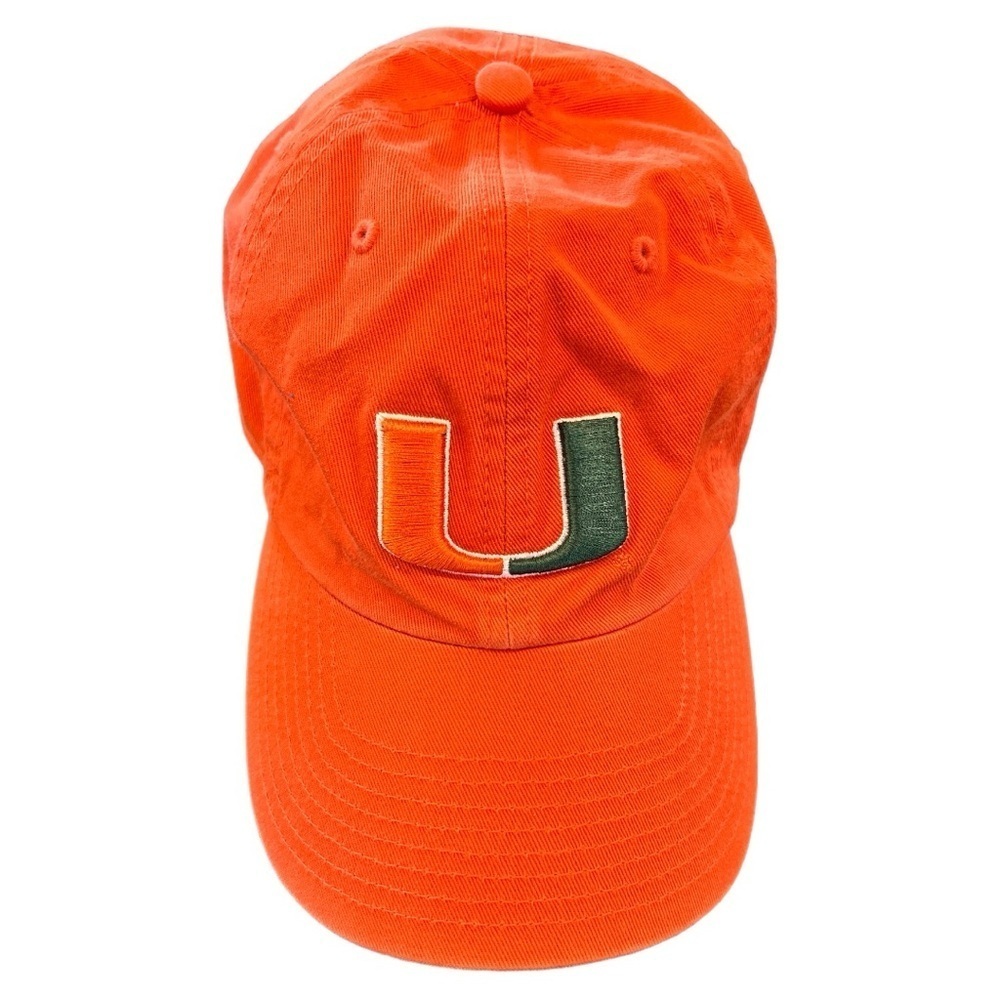 Vintage University of Miami Fitted Cap Baseball Hat Orange Size Medium